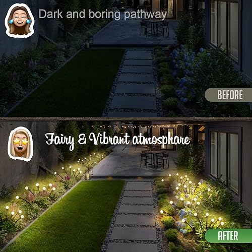 Miniatura 6 de BELOEE Luces solares de jardín de luciérnaga al aire libre - Luces solares de jardín de luciérnaga 4 piezas con panel solar XXL de gran tamaño,