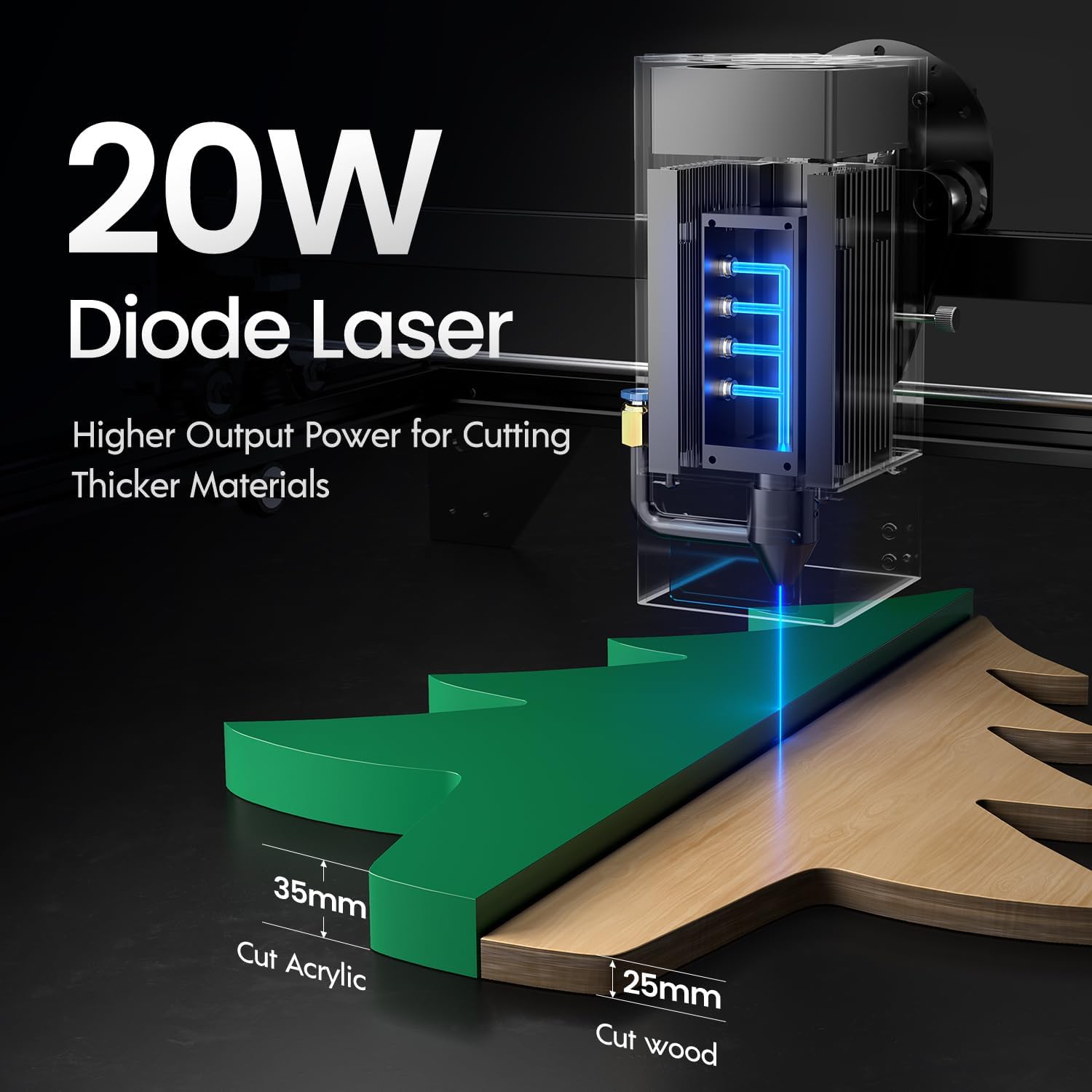 Longer Ray5 20W Diode Laser cutting wood and acrylic