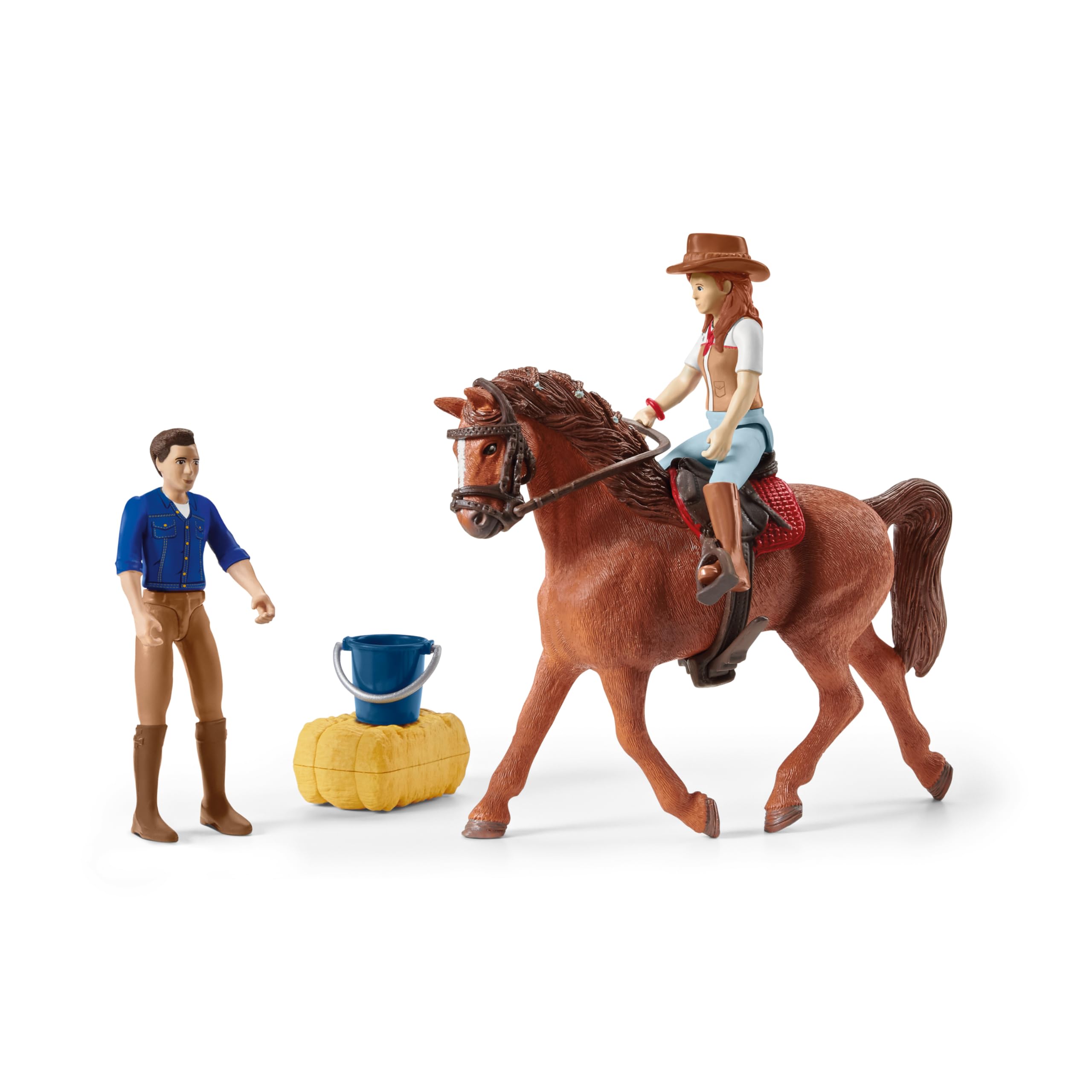 schleich HORSE CLUB | Abenteuer mit Auto und Pferdeanhänger 42535 | mit Hannah, Papa, Pferd und Zubehör | Geschenk für Mädchen und Jungen | Pferde Spielzeug für Kinder ab 5 Jahren | Set aus 110 Teilen