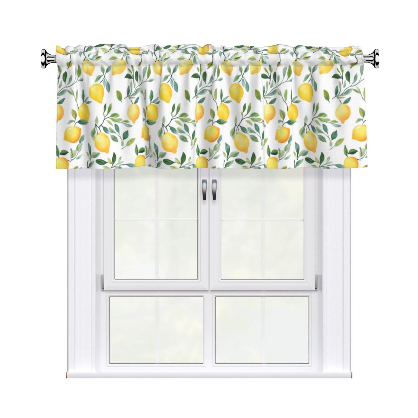 Tangopi Lemon and Branch Valances for Windows Rod Pocket Valance Curtains Light Filtering Window Treatments 18"X54" Short Curtains for Kitchen Cafe