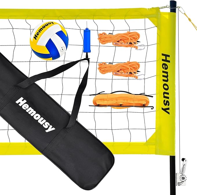 Portable Outdoor Volleyball Net Set for Backyard Beach with AntiSag System, Height