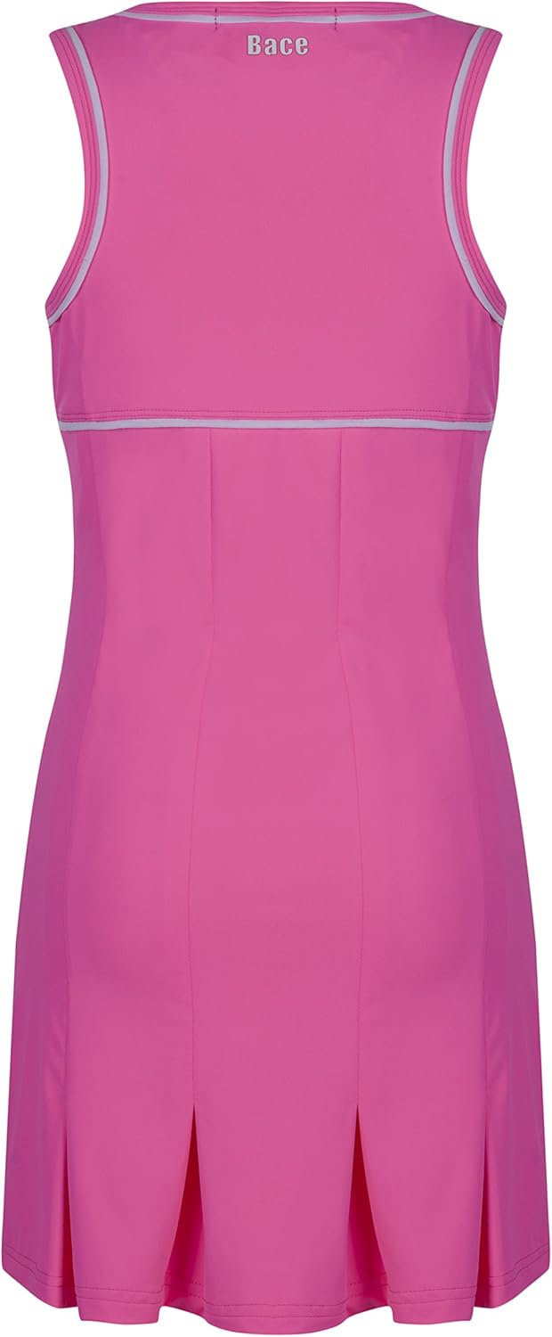 Bace Girls Pink Tennis Dress with Underpants Kids Tennis Dress Junior Netball Dress Golf Dress Sportswear (8-9 Years) : Sports & Outdoors