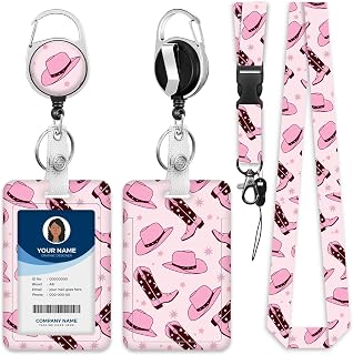 Lanyards for ID Badge Holder for Women Cute, Teacher Lanyard with ID Holder Clip,Retractable Keychain Badge Reel Heavy Duty, Teacher Nurse Work Office Gifts (#26:Western Cowboy Style)