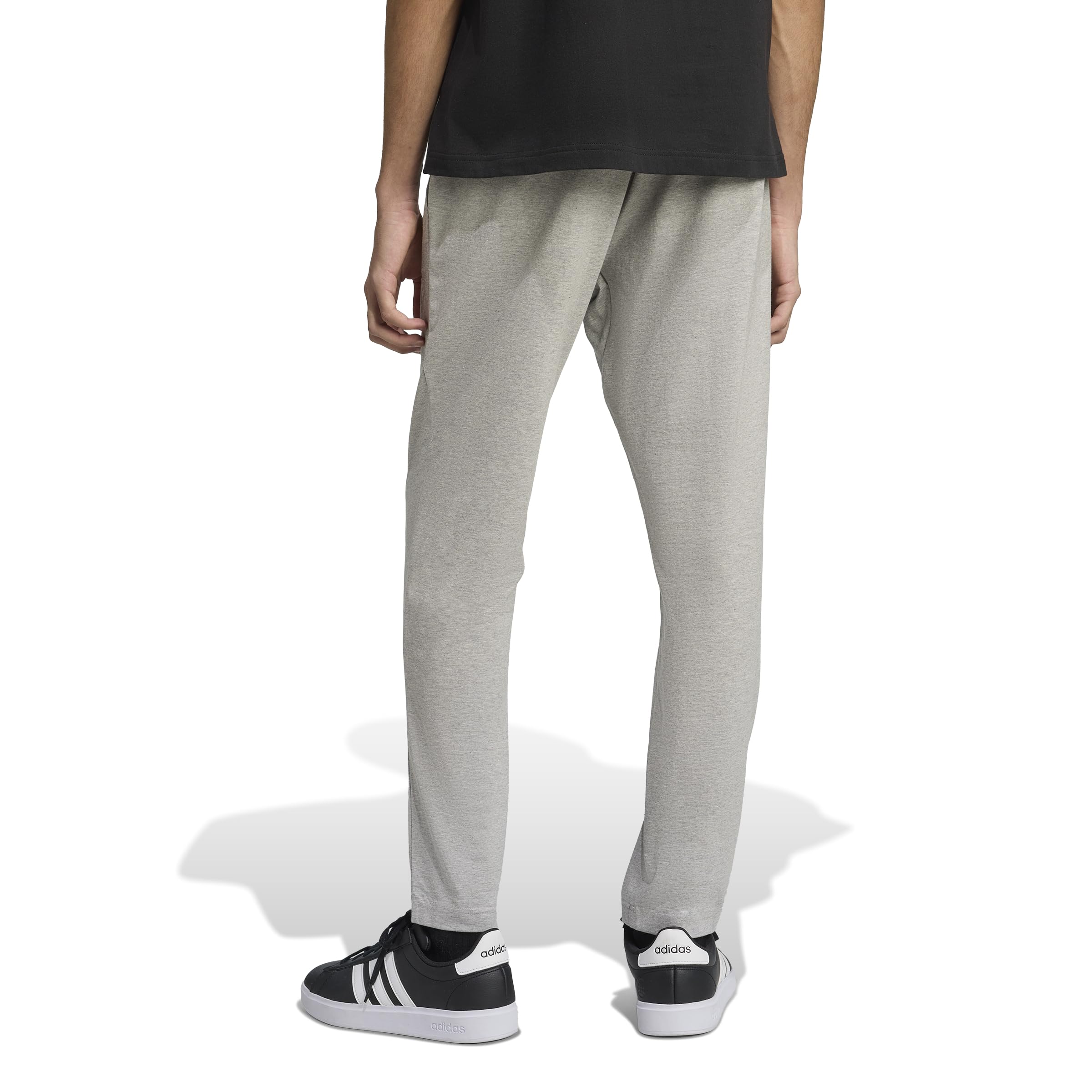 adidas Uomo Essentials Small Logo Single Jersey Pant, Medium Grey Heather/Black, M