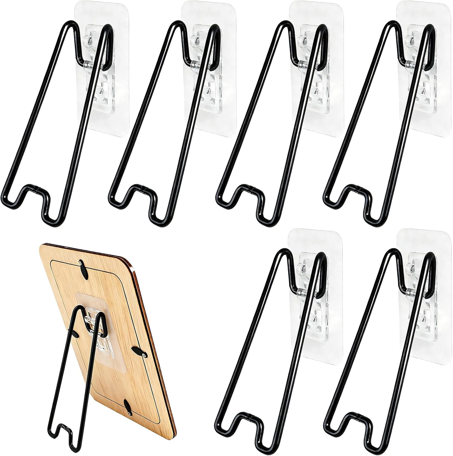 PineHaven 5 Pcs Adjustable Metal Picture Frame Easel Backs,Self Adhesive Photo Frame Stands for Frames,Stainless Steel Easel Back Supports for Photos Paintings Display,(Silver,5.12"×2.12")