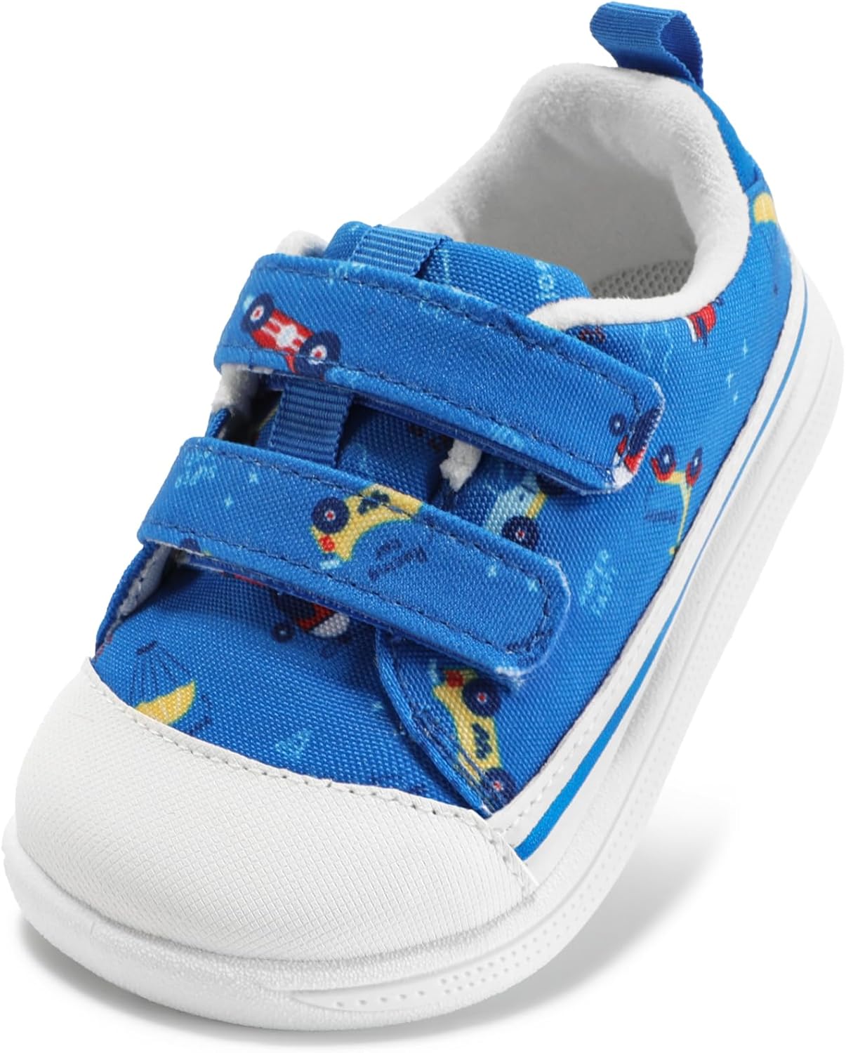 Toddler Boys & Girls Shoes Wide Toe Box Barefoot Kids Canvas Sneakers with Hook-and-Loop