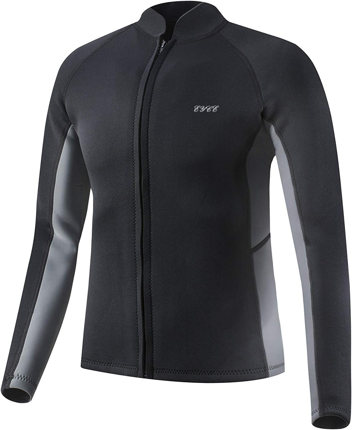 EYCE Dive & SAIL Men's 3mm Wetsuit Jacket Top Long Sleeve Neoprene Wetsuits (Black/Grey, Small)