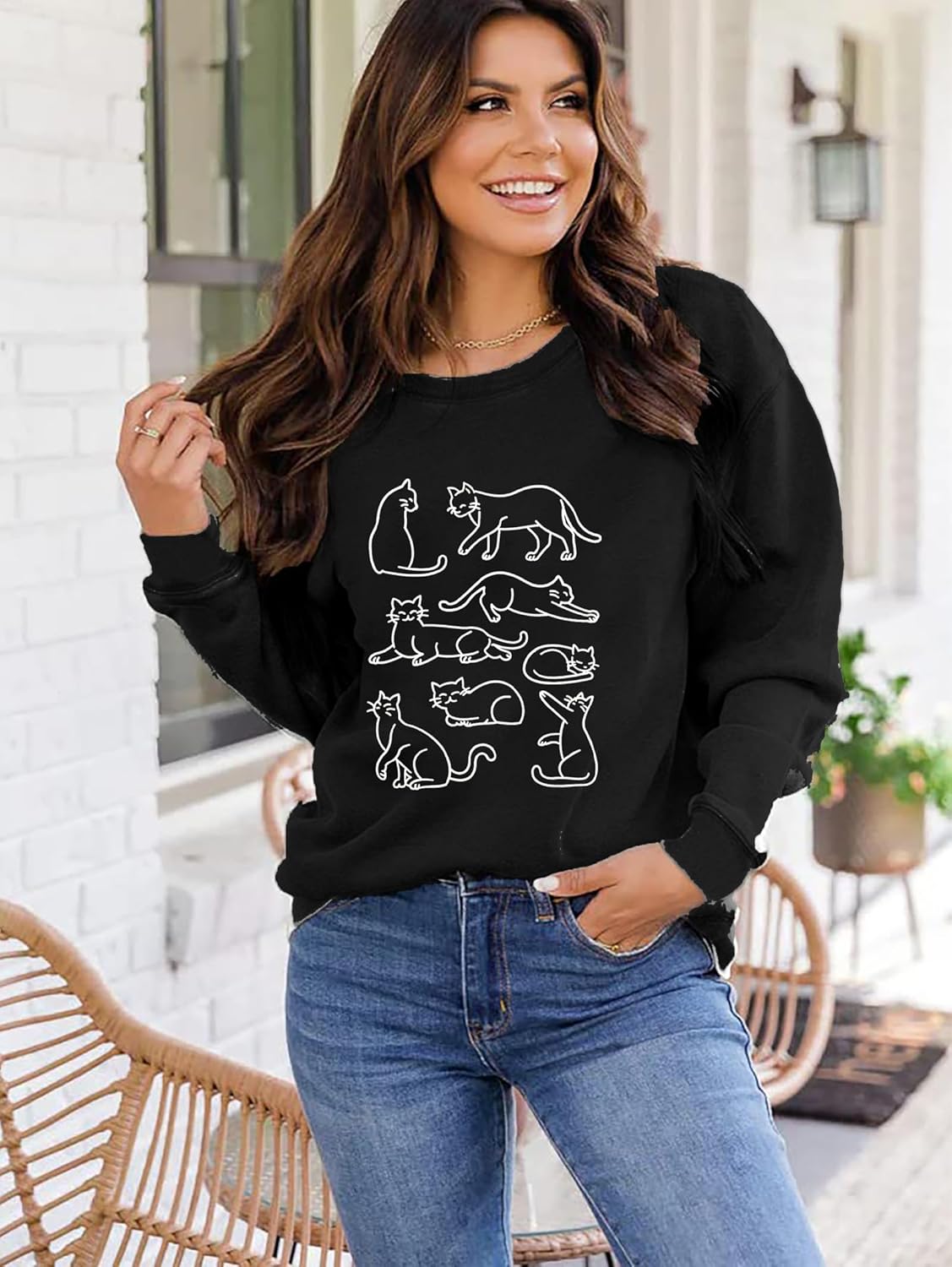 Cat Mom Sweatshirt for Women Mama Shirts Cute Animal Long Sleeve Letter Print Tops - Image 5