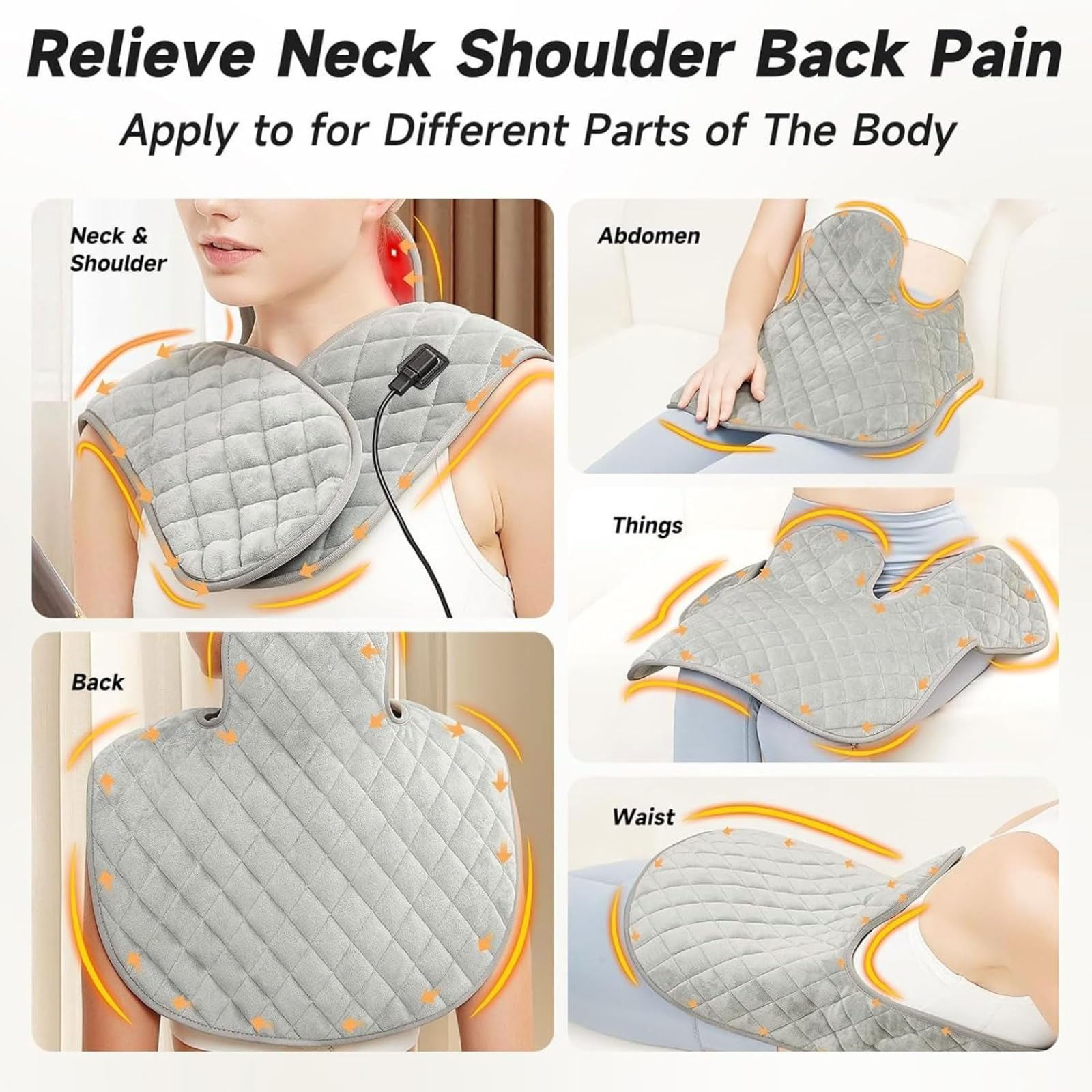 Dispositivo de terapia de luz infrarroja, almohadilla para aliviar el dolor de cuello, hombros y espalda, 3 modos de calefacción, con control remoto, recuperación muscular portátil en el hogar, mejora