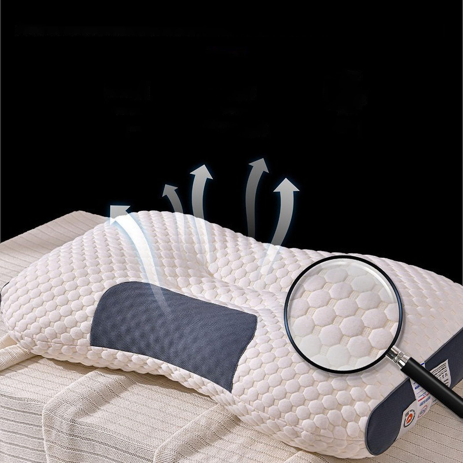 Soft Memory Foam Cervical Spine Pillow, Non Collapsing Core Sleep Pillow for Adult and Student Gift, Comfortable Knitted Cotton Neck Massage Pillows 29.1 * 18.9 Inches