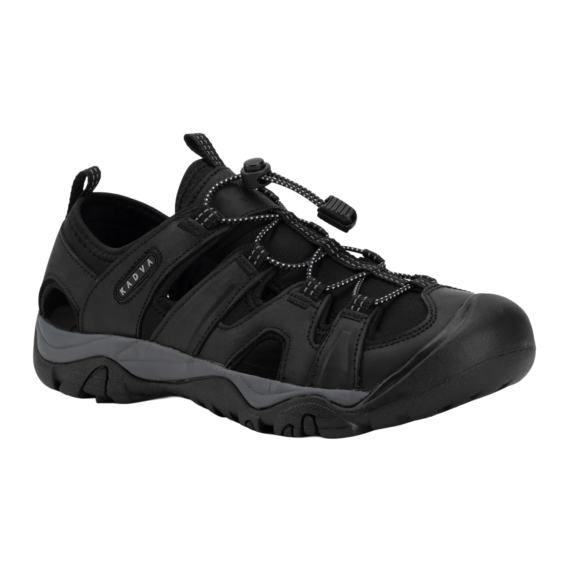 KADVA Strike Vent Herren Trekkingsandalen – geschlossene Outdoorsandalen aus Leder & Textil mit Schnellverschluss, EVA-Dämpfung