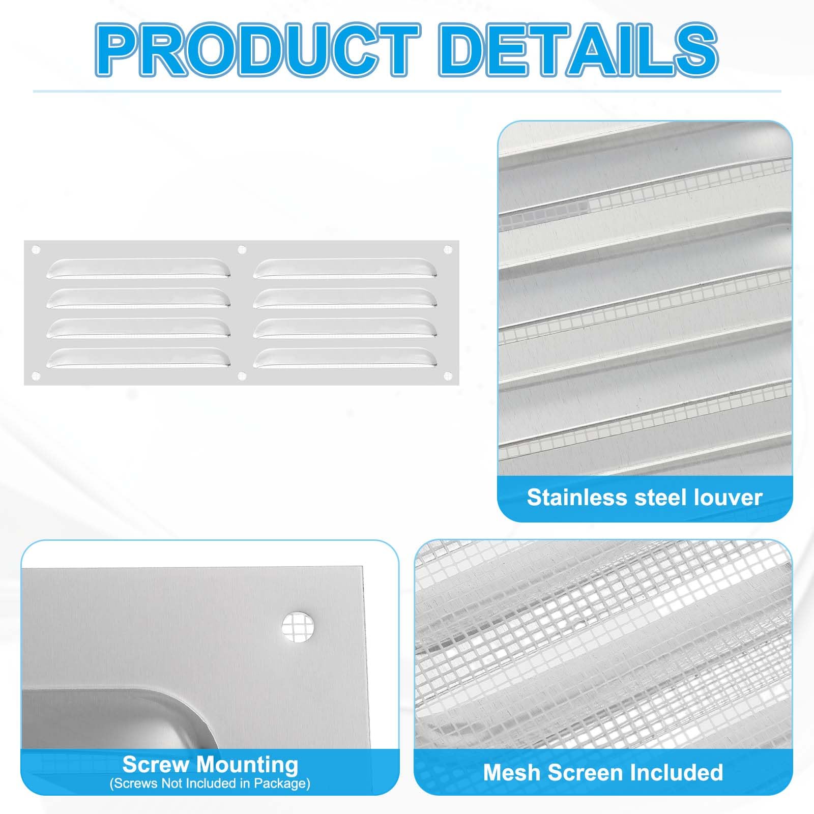 PATIKIL 4x12 Inch Aluminum Vent Cover - Image 3