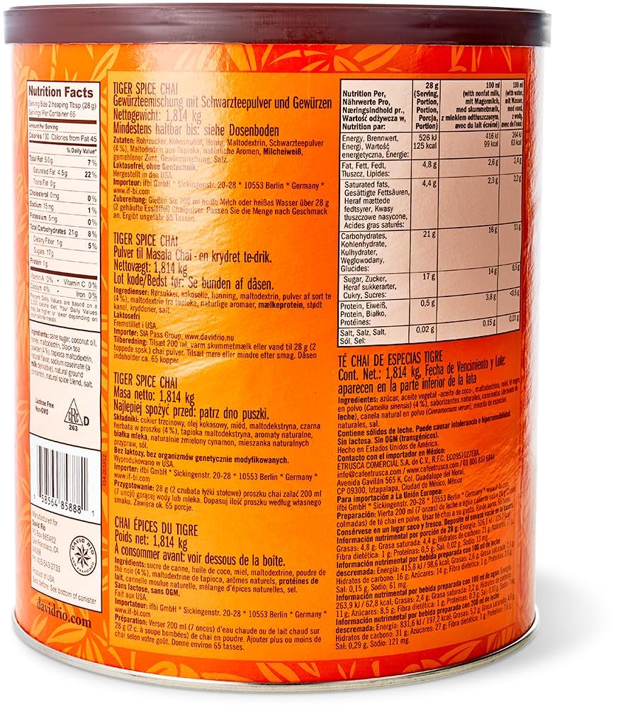 David Rio Tiger Spice Chai Tea, 4lb. (1814g) bolsa by David Rio