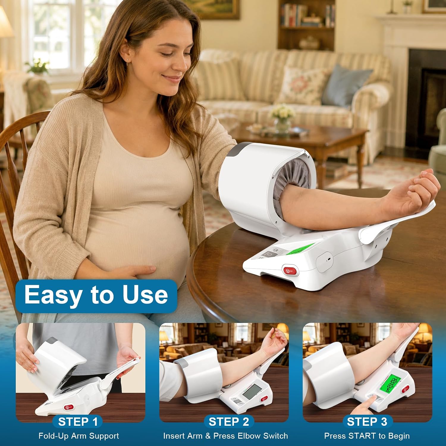 Upper Arm Blood Pressure Monitors for Home Use, No-Wrap Auto-Fit