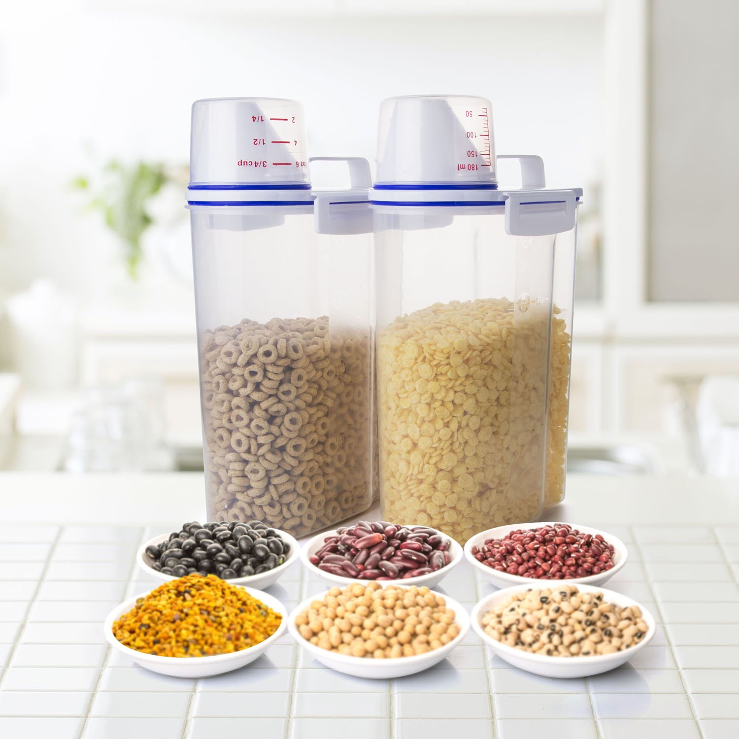 Rice Storage Bin Cereal Containers Dispenser with BPA Free Plastic