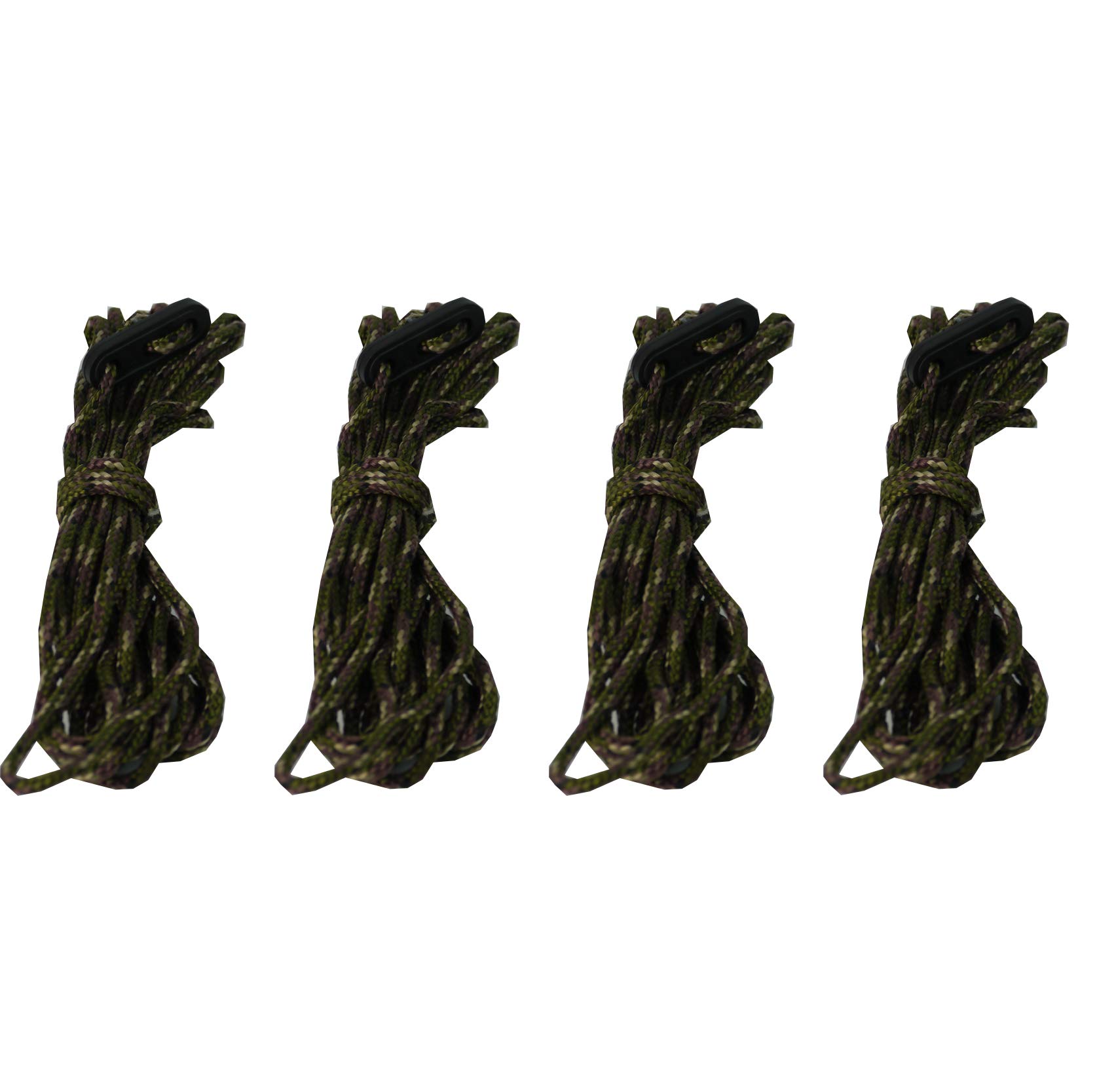 Savage Island Army Camo Guy Rope 4 Pack 4 Metres Ropes Lines With Runners Tent Camping (4M, )