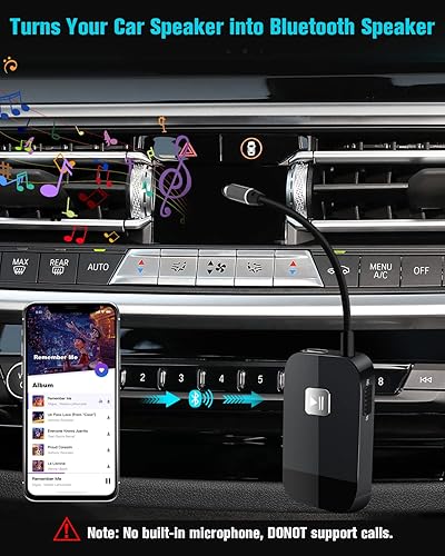 Miniatura 6 de Golvery, receptor Bluetooth (Bluetooth avanzado 4.1, A2DP) - adaptador de audio inalámbrico portable con entrada de 3,5 mm - disfruta la música en