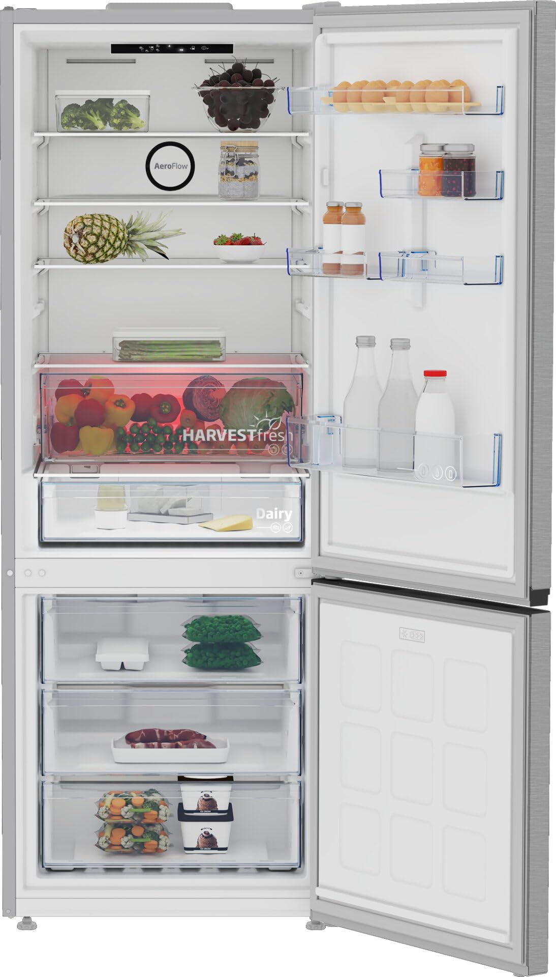 Beko B3RCNE564HXB frigorifero con congelatore Libera installazione 490 L E Argento