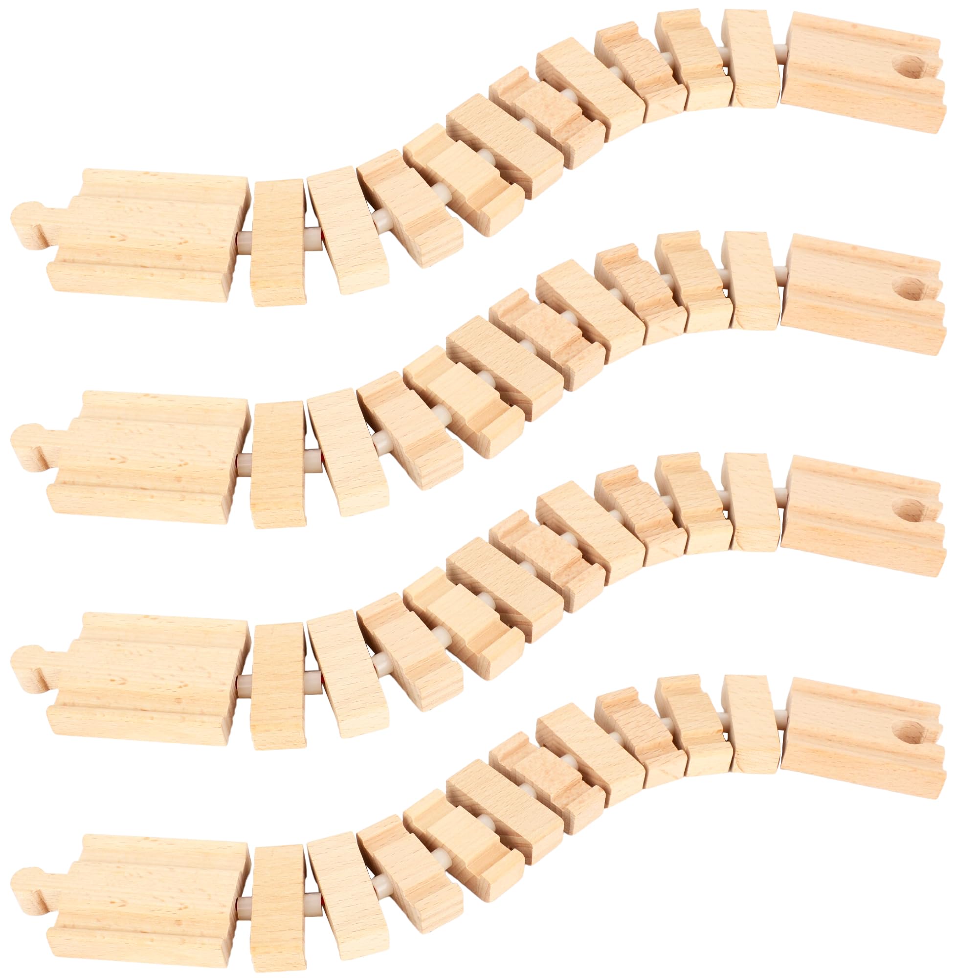 4 Pack Wooden Train Track Wood Train Track Expansion Packs Wooden Train Track Accessories Compatible with Major Train Railway Set