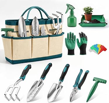 Garden Tool Set 10-Piece Hand Tool Set Robust Garden Tools Teal