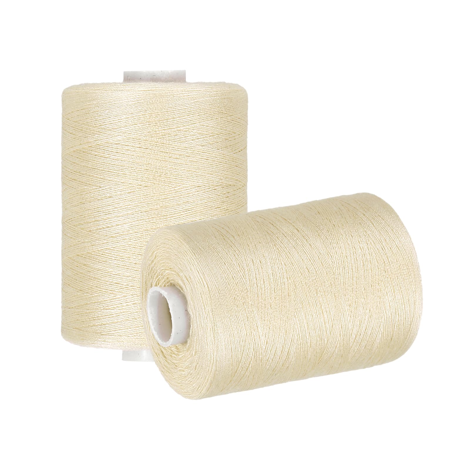 sourcing map 2 Spool Sewing Thread, Beige #697 Polyester Thread Prewound Bobbins for Sewing Machine Hand Stitching Quilting Emergency DIY Projects, 1000 Yards/Spool