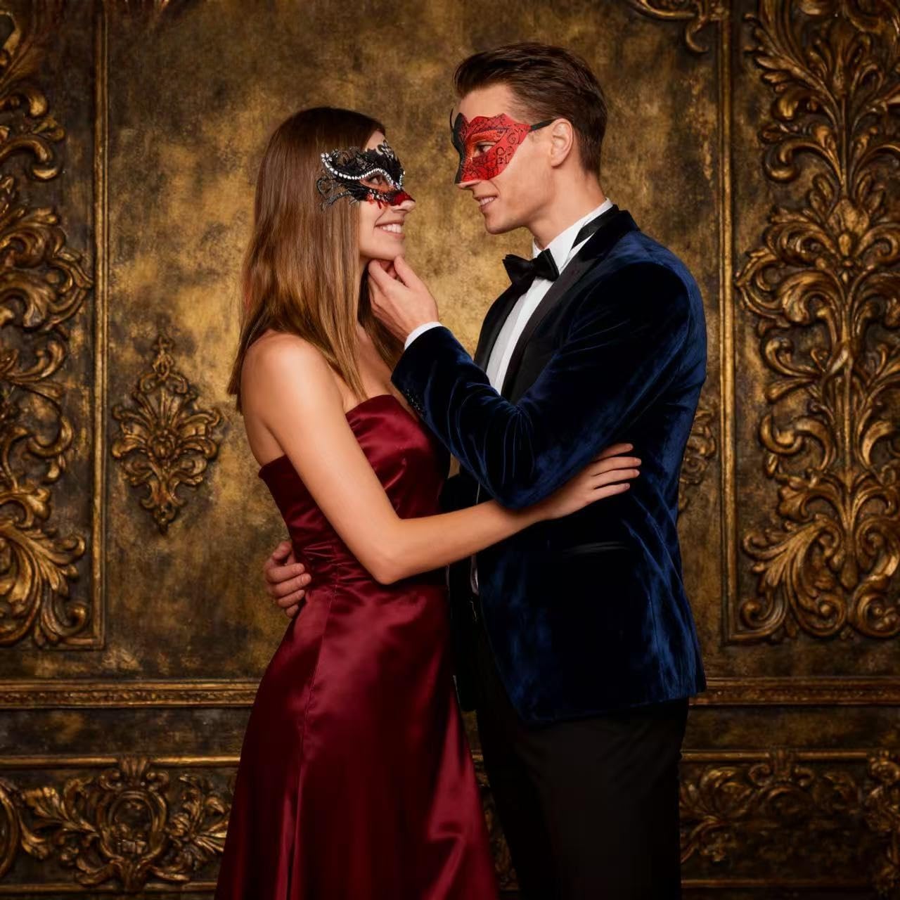 Couples' Masquerade Masks,Venice Painted Masks Halloween Parties Metal Plastic Lace Carnival Goggles - Image 6