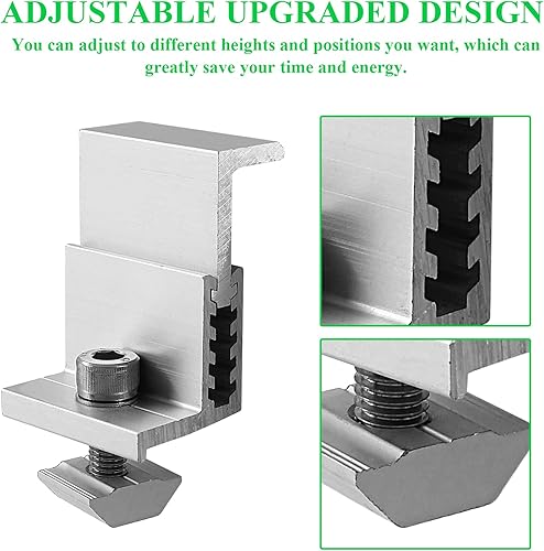 Miniatura 5 de 6 soportes Z de montaje en panel solar, abrazadera de extremo solar ajustable, soporte de riel de aluminio, paneles solares, kit de canalón para