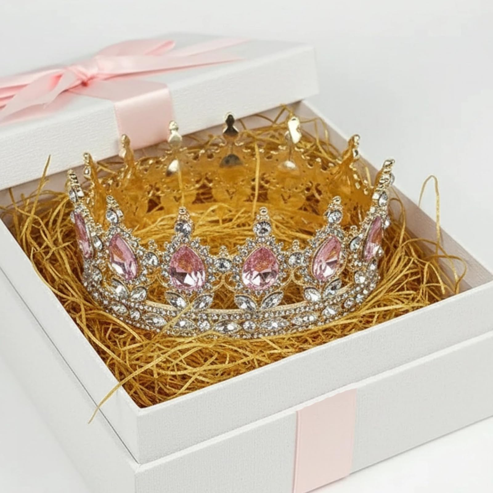 Corona dorata, elegante e scintillante, per donne e ragazze, corona della principessa di tiara, corona di principessa, corona di compleanno, corona di compleanno per adulti