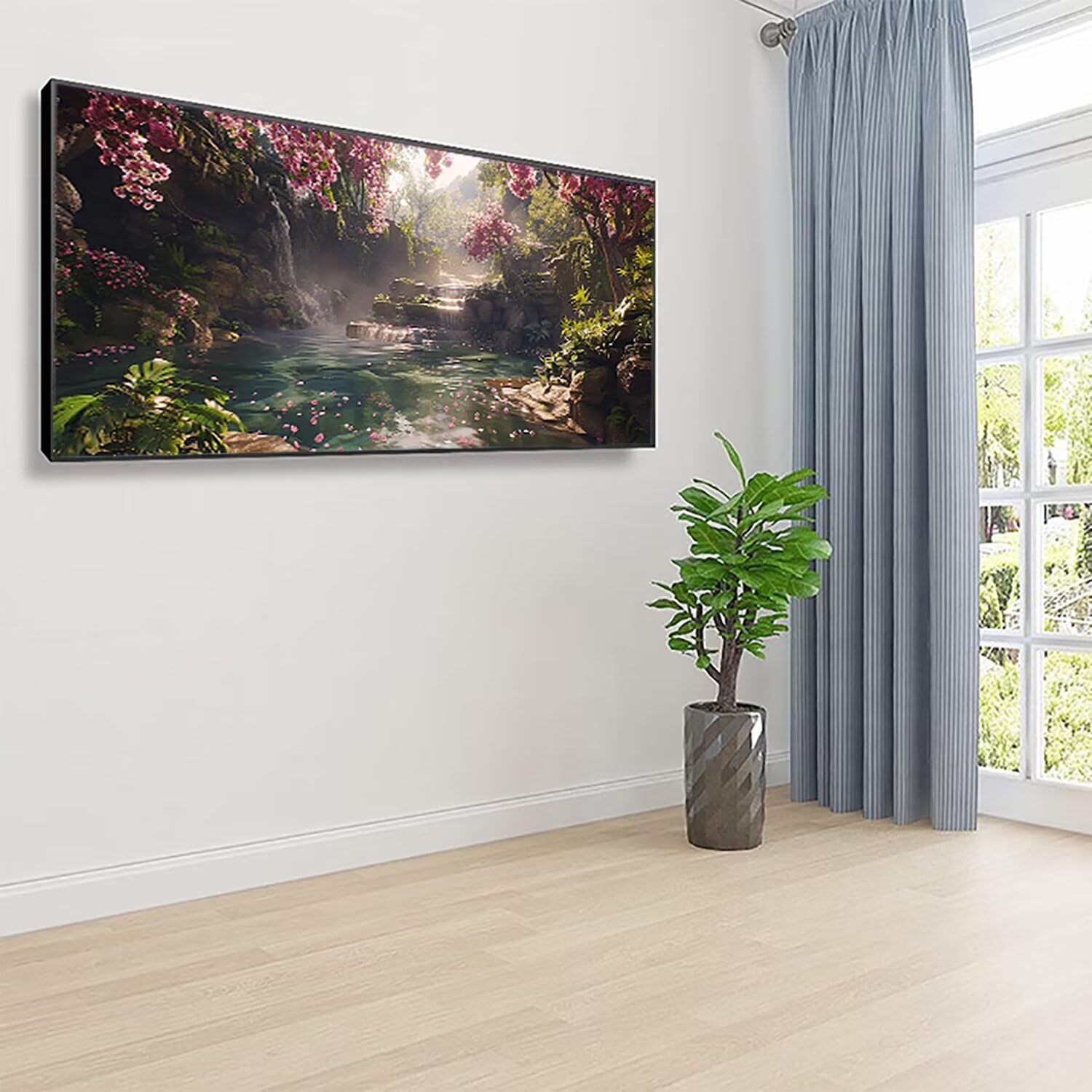 Malowanie po numerach, krajobraz, duży obraz po numerach, dla dorosłych, kwiaty, 80 x 160 cm, zestawy do malowania według numerów, hobby dla dorosłych i kobiet, łatwe DIY, akryle z pędzlami, prezenty