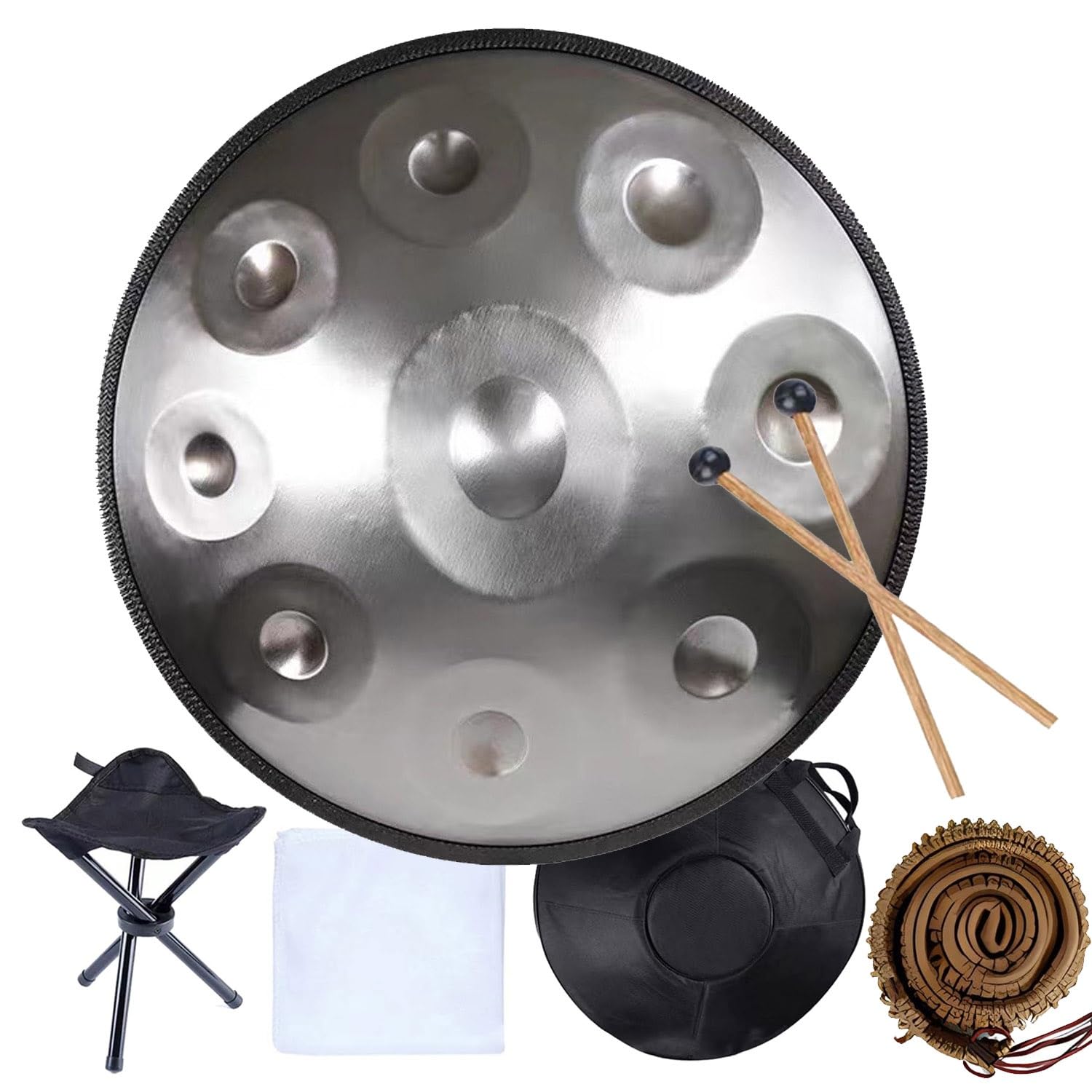 Steel Tongue Drum - Handpan für Klangheilung und Yoga mit 9/10/12 Noten - Premium Instrument für Erwachsene