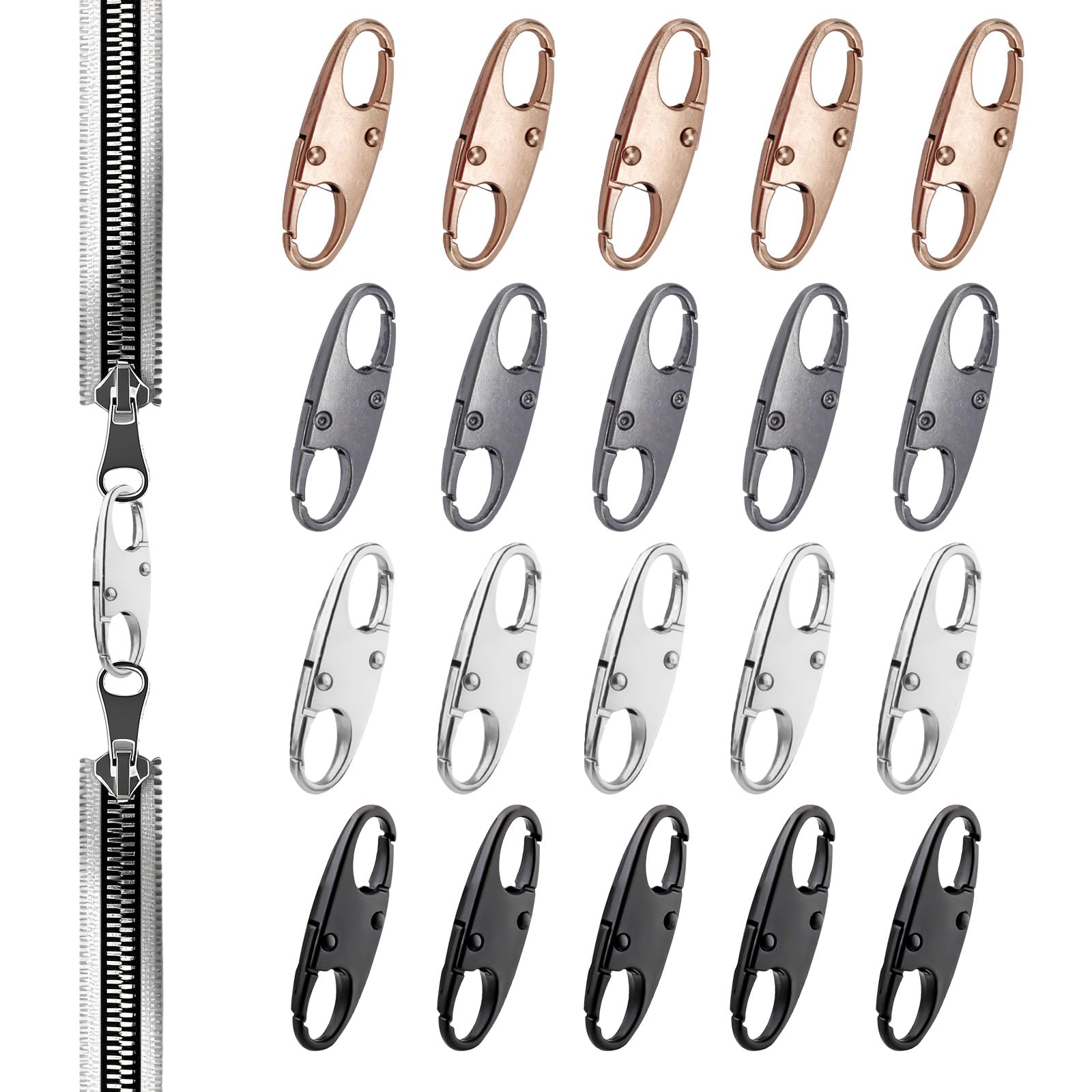 20 Mousquetons Antivol Pour Fermeture Éclair - Mini Fermoirs En Forme De S, 4 Couleurs