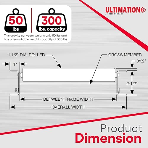 Miniatura 4 de Transportador de rodillos de gravedad ligero con rodillos de acero galvanizado de 1.5 pulgadas de diámetro en centros de rodillo de 6 pulgadas. 12