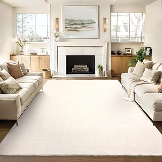 GarveeHome Washable Rugs 9x12 Area Rug for Living Room, Modern Solid Rug with Non Slip Backing, Plain Rug for Bedroom, Distressed Stain Resistant Accent Rug for Dining Room Farmhouse Dorm, Beige