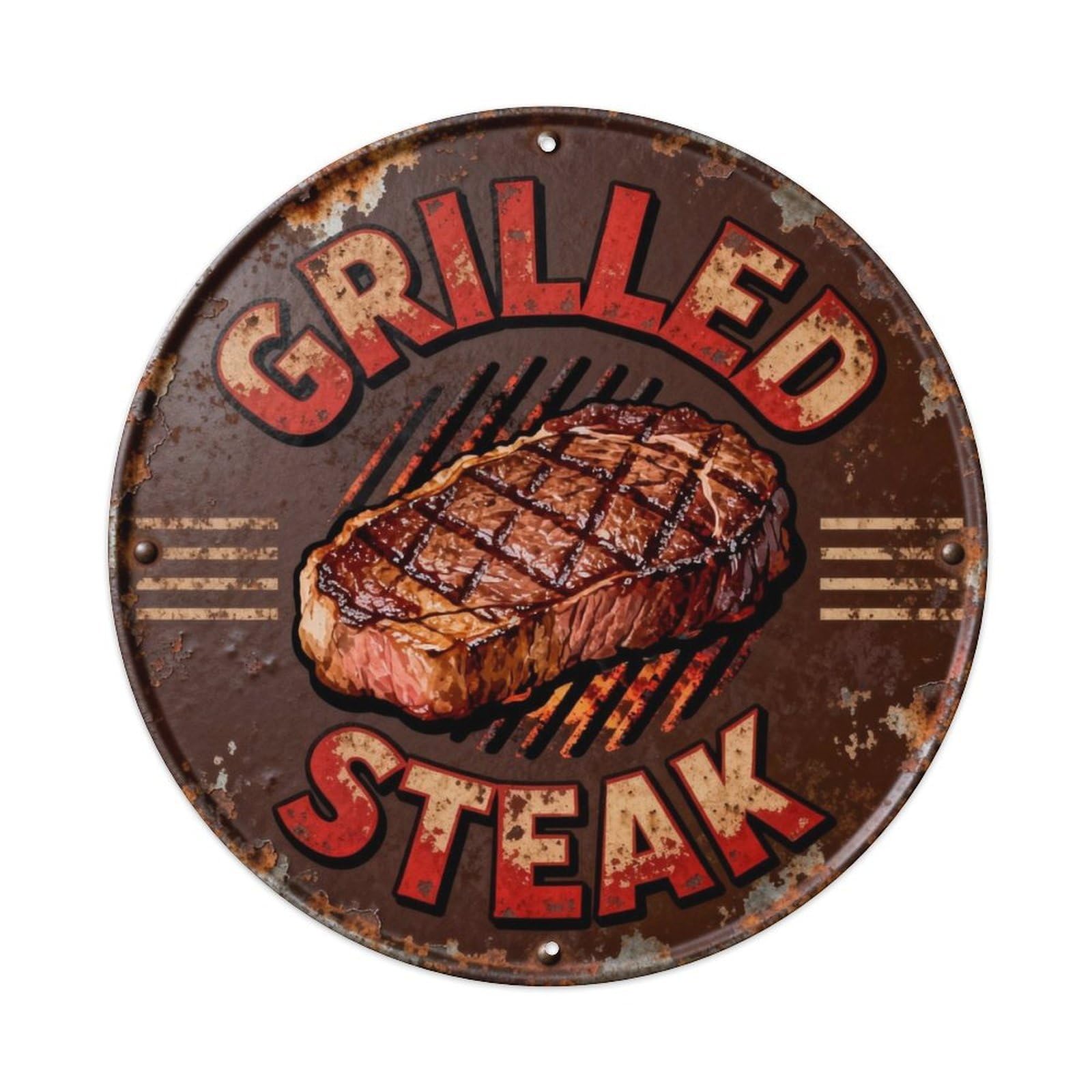 Grilled Steak Metal Tin Sign Plaque