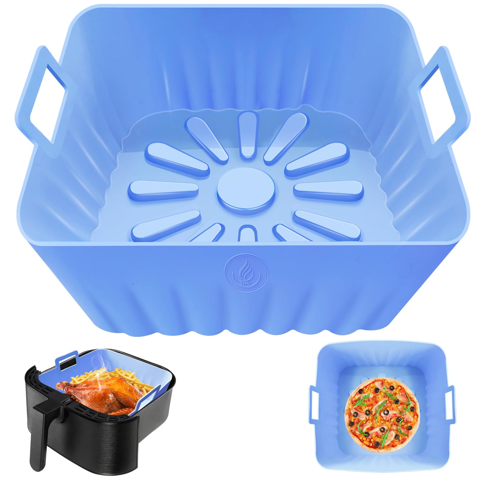 Square Air Fryer Silicone Liners, 9 Inch 7 to 10 QT Food Grade Reusable Heat Resistant Silicone Air fryer Pots Inserts Baskets Bowl Accessories for COSORI Instant Vortex Air Fryer Oven Microwave