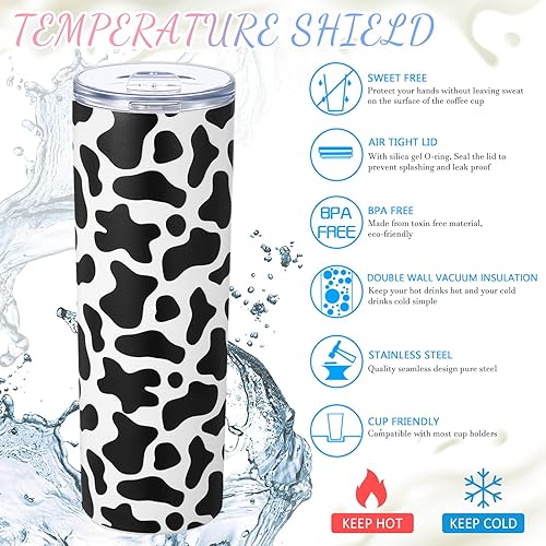 Miniatura 7 de 2 piezas de regalos divertidos de vaca con estampado de vaca, calcetines de vaca para mujer, calcetines de animales lindos para mujer, vaso de agua