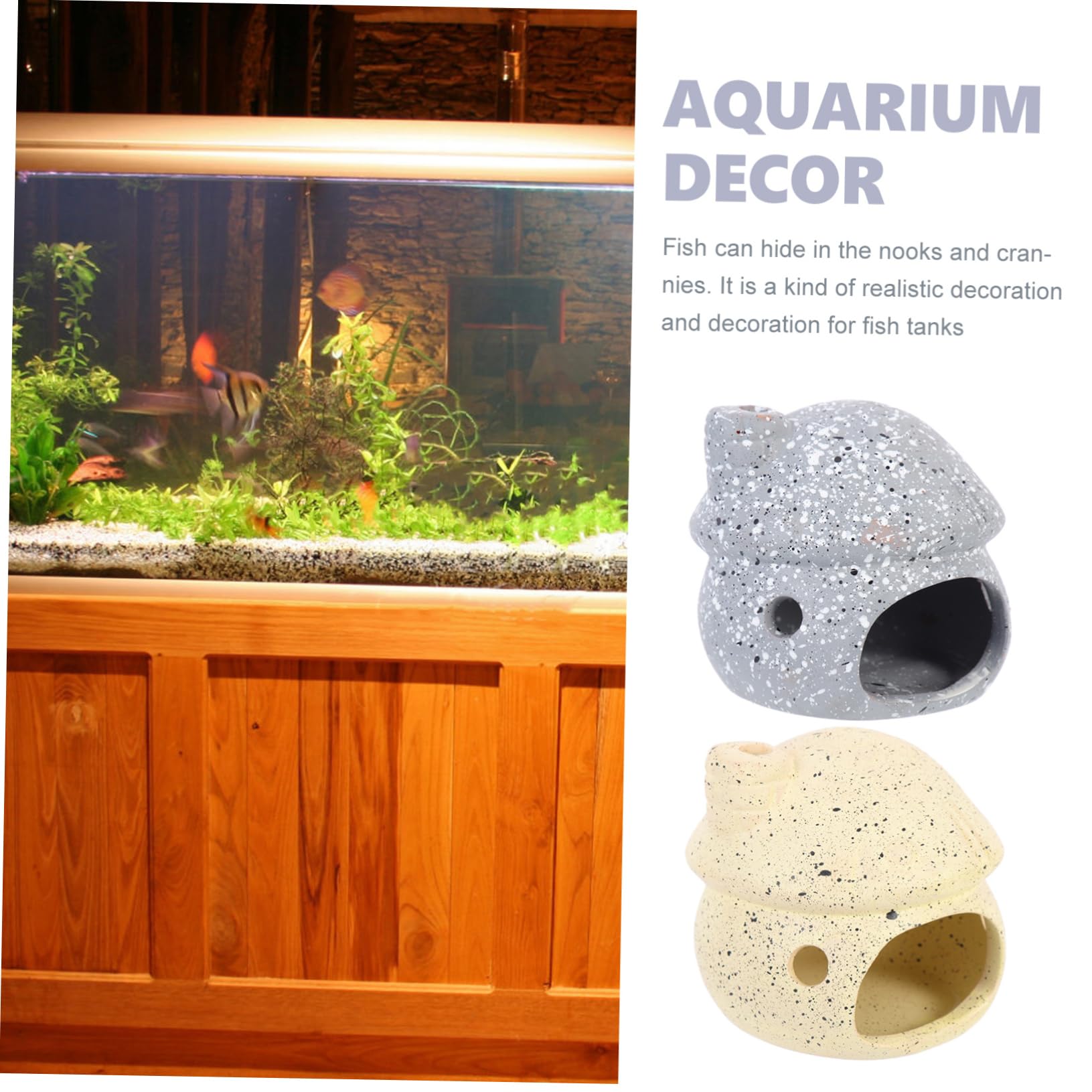 POPETPOP 3 Juegos Olla De Barro del Tanque De Peces Adornos Paisajismo Cueva De Peces Decoración Pecera Decoración De Pecera Peceras Olla De Barro De Pescado Cueva del Acuario 2 Piezas * 3