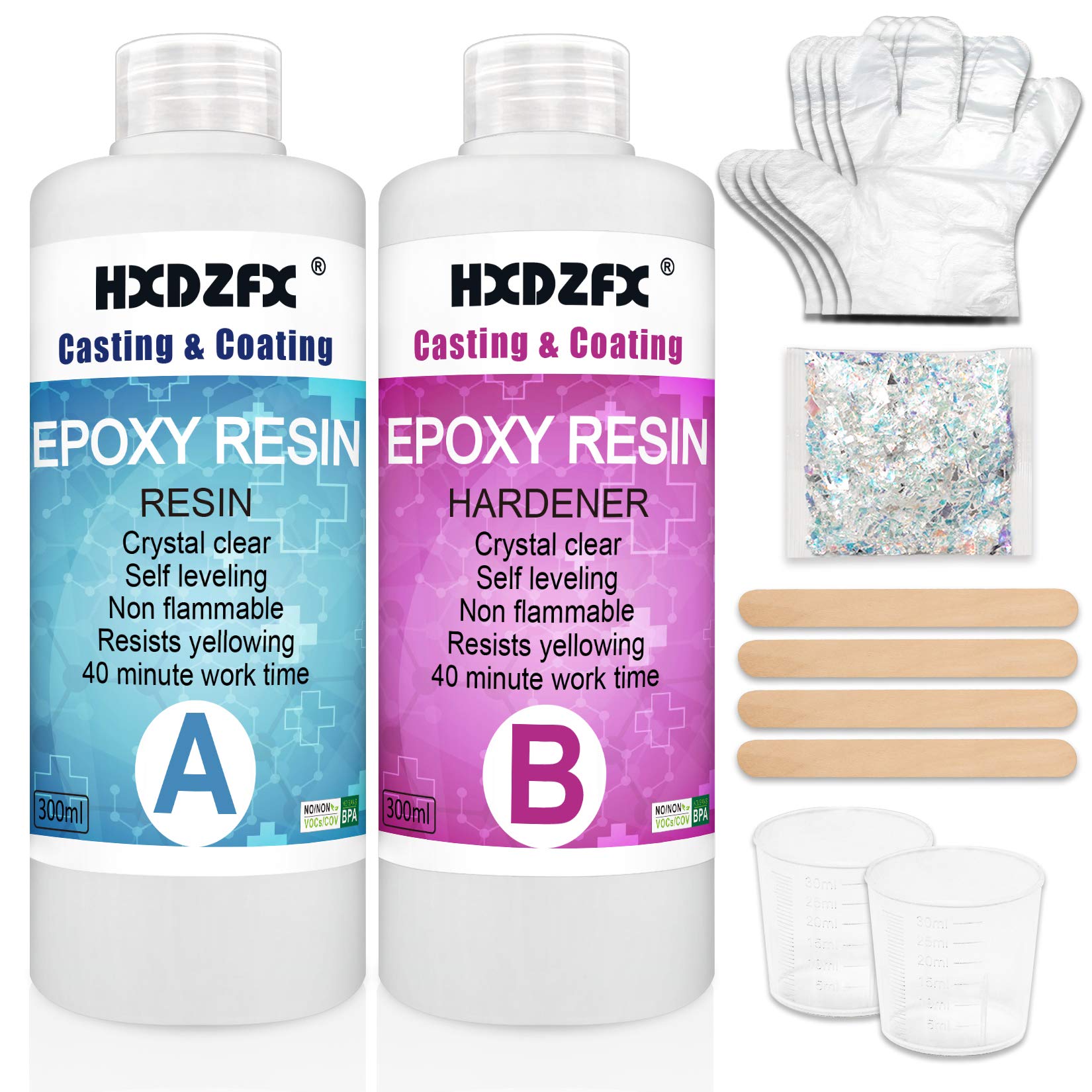 Buy Epoxy Resin Clear Crystal Coating Kit 600ml/23oz 2 Part Casting