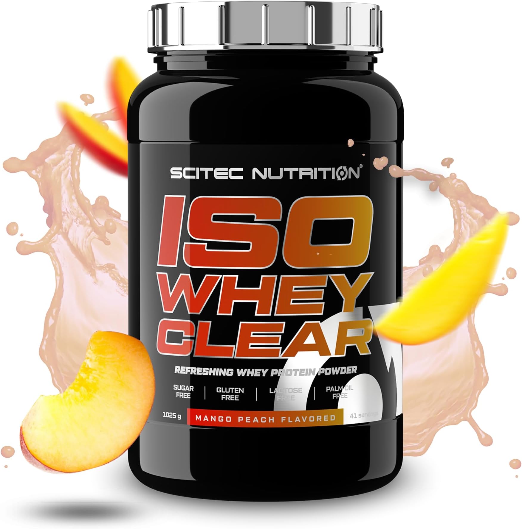 Scitec NutritionIso Whey Clear – Refreshing Protein Drink – Sugar-Free – Lactose-Free – Gluten-Free – Palm Oil-Free, 1025 g, Mango-Peach