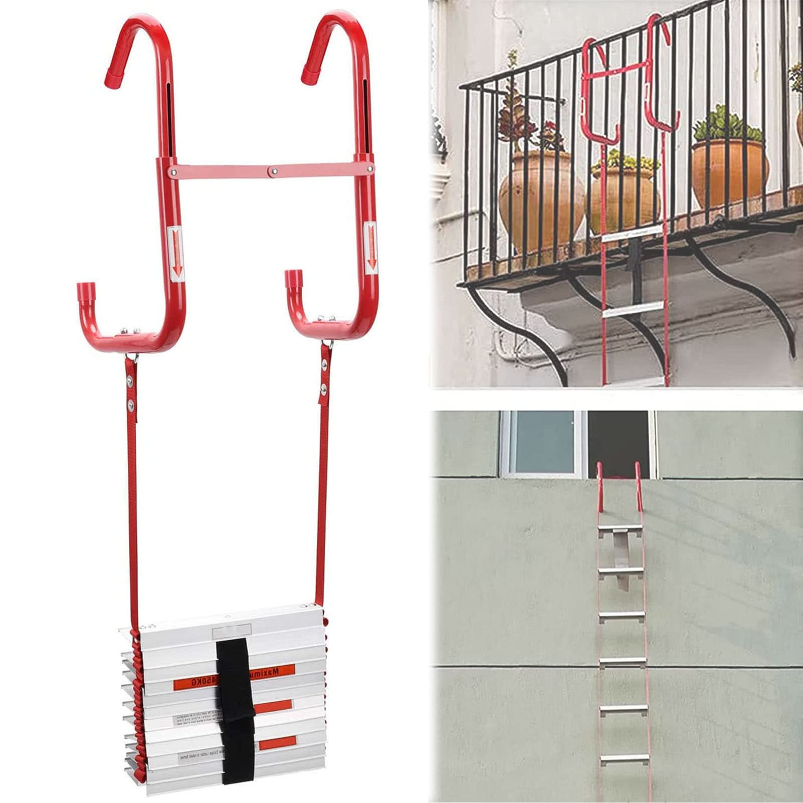 Scala Di Evacuazione Antincendio 10M - Con Ganci, Antiscivolo, Portata 420kg, Per Emergenze Domestiche - Foto 13