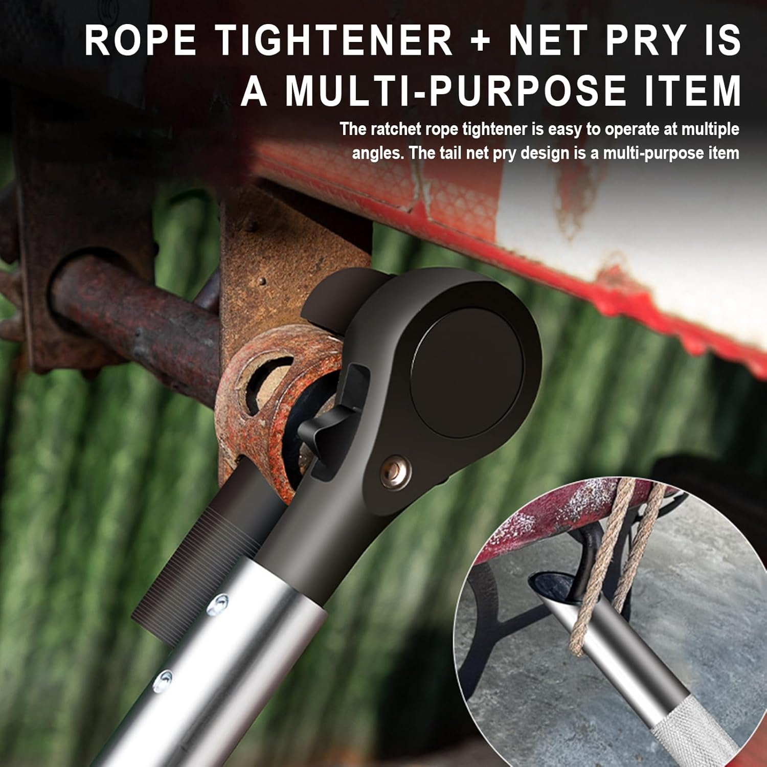 Rope Tightener - Heavy-Duty Steel Adjuster - Truck Hand Rope Tensioner Ratchet - for Elevating Hoisting Tractor Vehicle Truck Construction Machinery Fishing Camping Outdoor