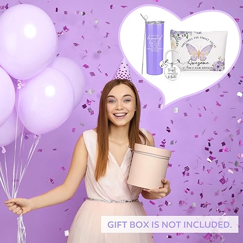 Miniatura 6 de Zhehao Regalos de agradecimiento para empleados May You Be Proud de 20 onzas con llavero y bolsa de maquillaje, regalos inspiradores para dama