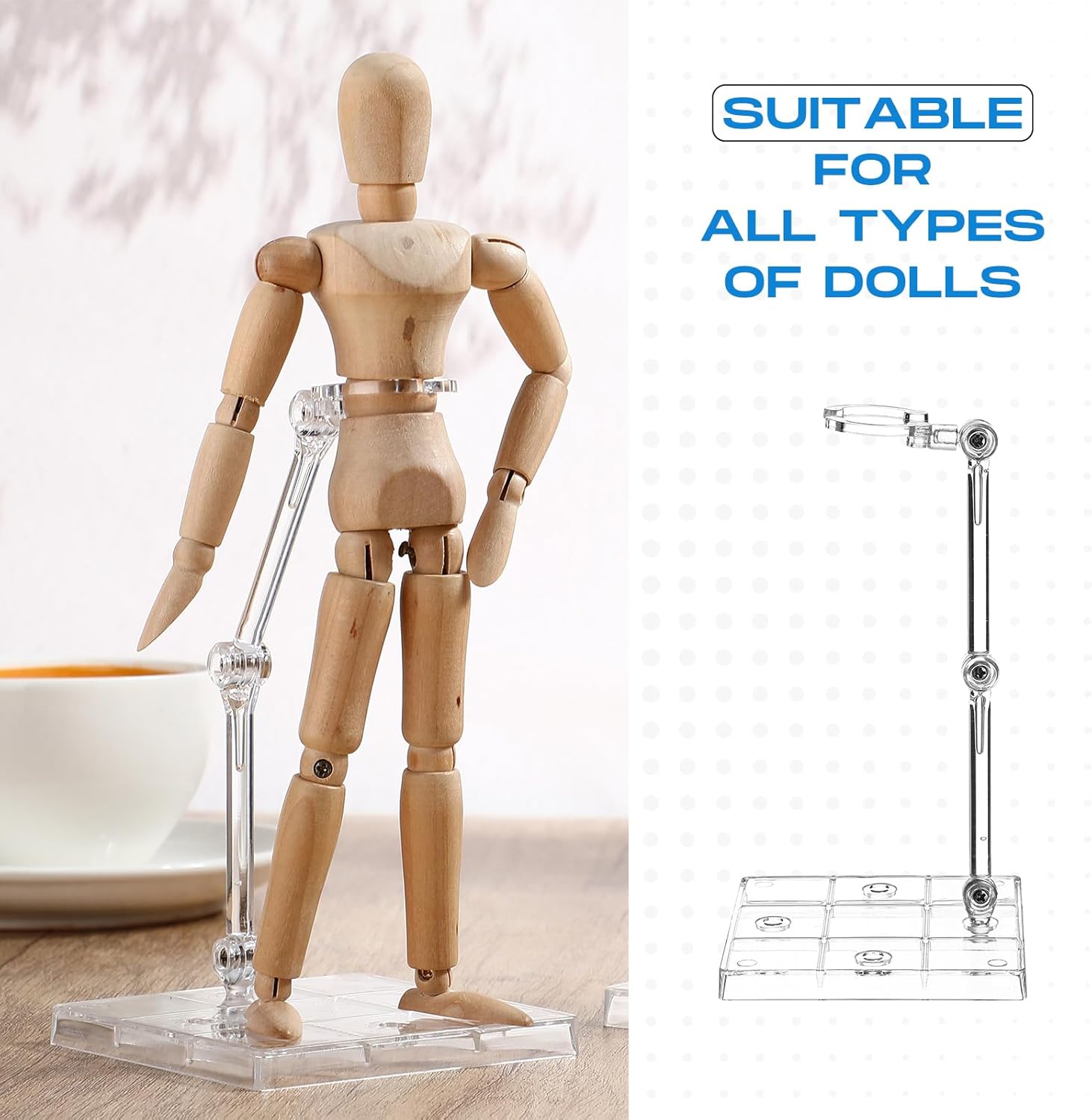 24 Pack Action Figure Stand Model Support Stand Clear Doll Base Assembly Action Figure Display Holder Base with Screwdriver Compatible HG/RG 1/144 Toy, Transparent(6.3 Inches)