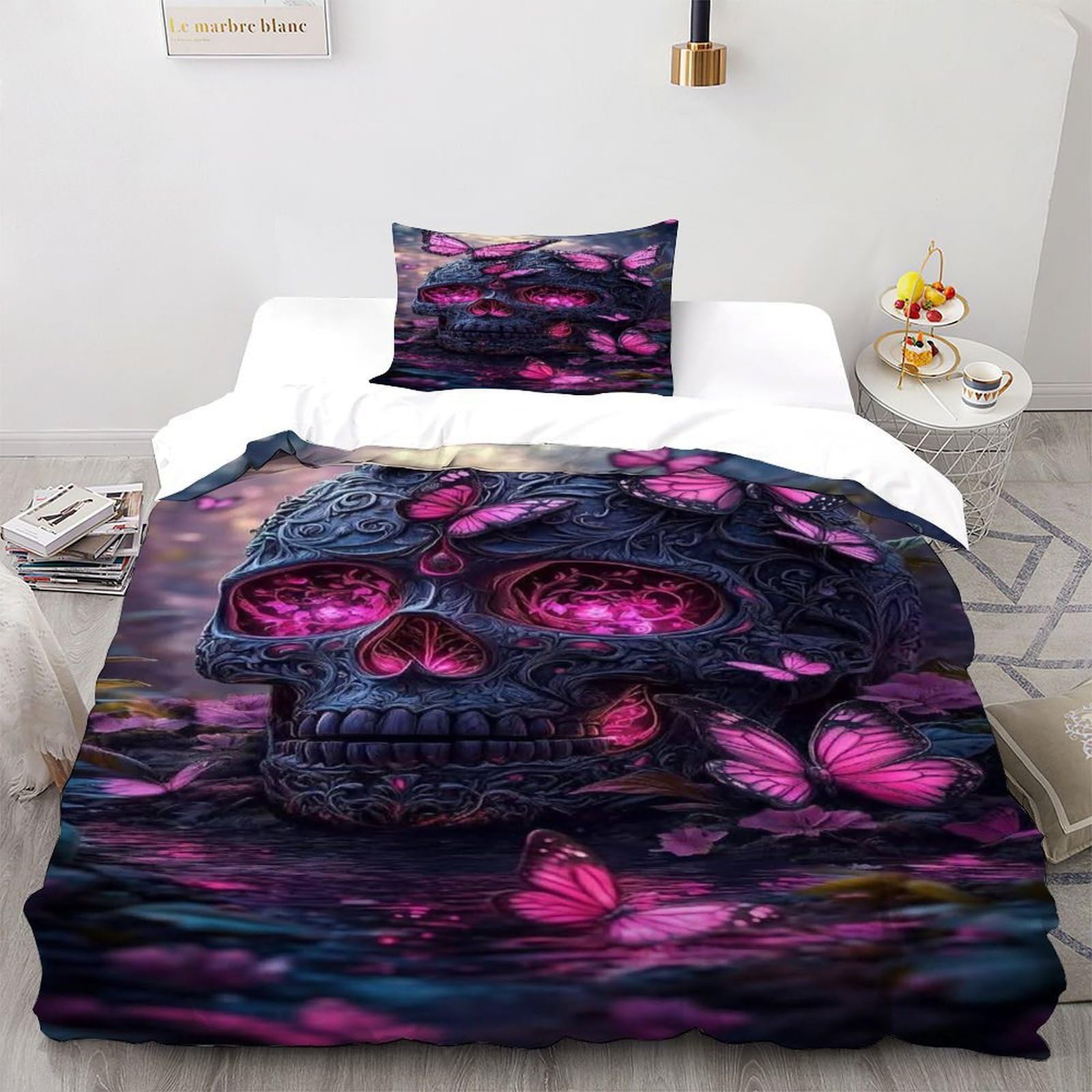 Parure de lit squelette microfibre douce housse de couette architecture gothique pour lit simple