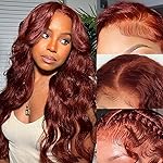 Aaliweya Reddish Brown Wigs Human Hair 33b Auburn 13x4 Body Wave HD Lace Front Wigs for Women Pre Plucked 180 Density Glueless Copper Frontal Wig Super Soft 18Inch