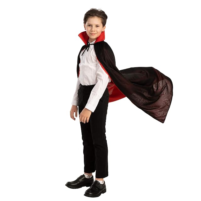 Foto 7 de 8 de Spooktacular Creations Disfraz de Vampiro Drácula Unisex para Adultos Capa Reversible Cuello Negra Roja…