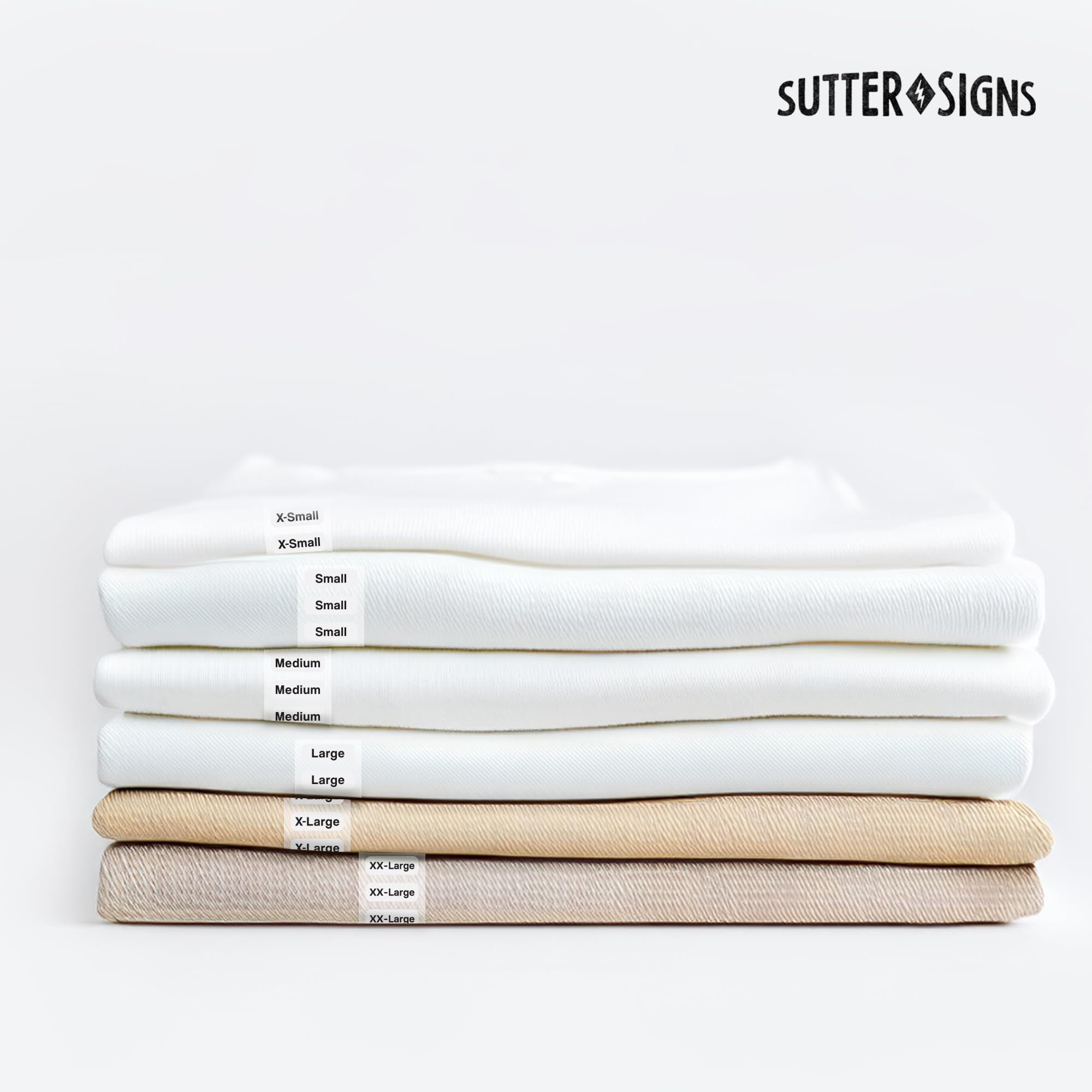 Juego de 1500 etiquetas de tamaño de ropa, etiquetas de 1.25 x 5 pulgadas, 6 rollos (XS, S, M, L, XL, XXL), 250 etiquetas/rollo, etiquetas adhesivas transparentes de tamaño de ropa para camisas,