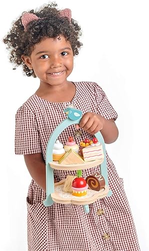 Miniatura 3 de Tender Leaf Toys - Mini Chef Birdie - Soporte de té de la tarde  Torre realista de sándwich, pasteles y pasteles ingleses para jugar a la fiesta de
