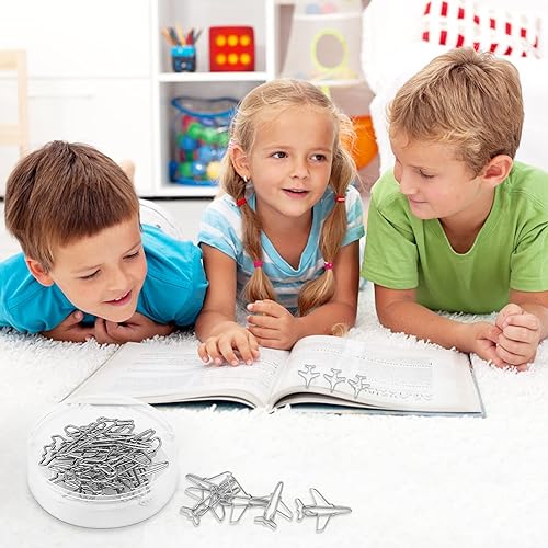 Miniatura 2 de Clips de papel con forma de avión, 10 unidadesjuego de clips de papel de acero inoxidable lindos marcadores divertidos marcado documento organizador
