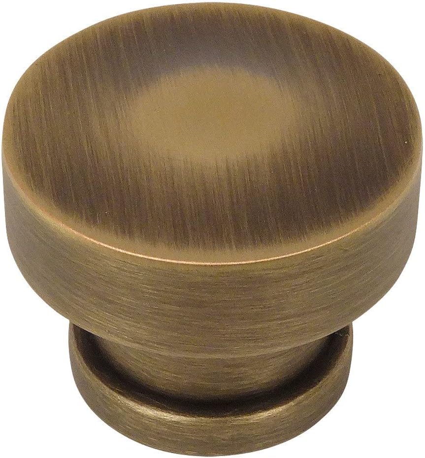 Cosmas 5 Pack 704BAB Brushed Antique Brass Round Contemporary Cabinet Hardware Knob - 1-1/4" Diameter